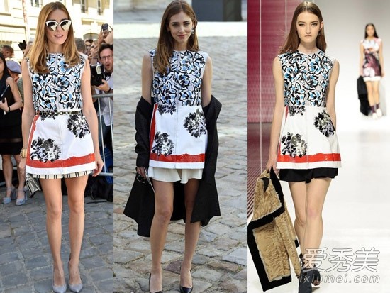 奥利维亚-帕勒莫 VS Chiara Ferragni：Dior 15早春印花拼接连衣裙