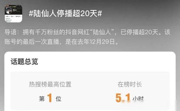 当红炸子鸡“陆仙人”直播账号突遭停播：背后真相何在？