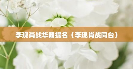 李现肖战华鼎提名（李现肖战同台）
