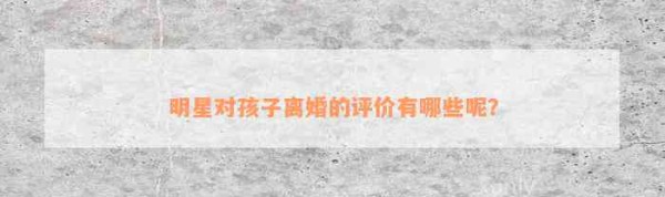 明星对孩子离婚的评价有哪些呢？