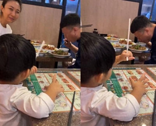 孙红雷夫妇香港被偶遇，俩人点五个菜超丰盛，与邻桌萌娃亲和互动