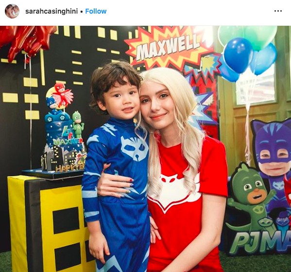 泰星Mike和前女友Sarah全家人集体出动为四岁儿子Maxwell庆生