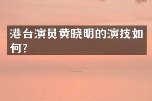 港台演员黄晓明的演技如何？