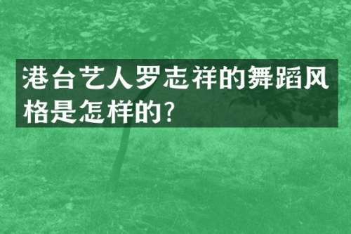 港台艺人罗志祥的舞蹈风格是怎样的？