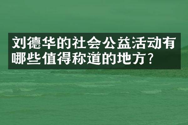 刘德华的社会公益活动有哪些值得称道的地方?
