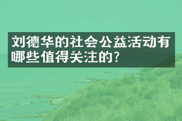 刘德华的社会公益活动有哪些值得关注的？