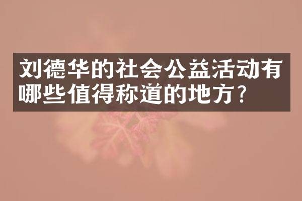 刘德华的社会公益活动有哪些值得称道的地方?