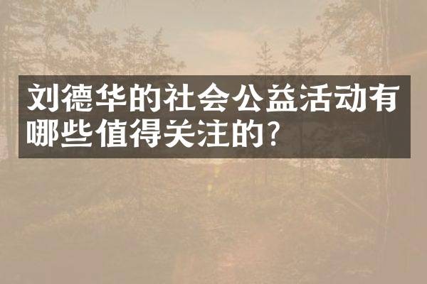 刘德华的社会公益活动有哪些值得关注的？