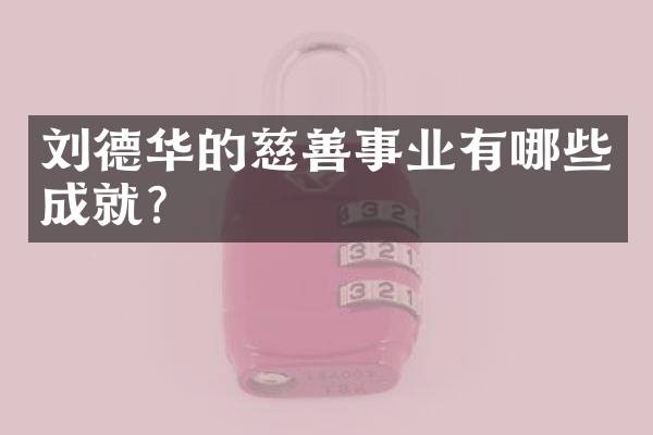 刘德华的慈善事业有哪些成就？