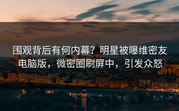 围观背后有何内幕?明星被曝维密友电脑版,微密圈刷屏中,引发众怒