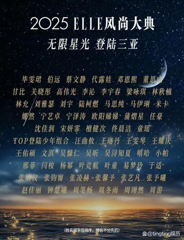 男明星ELLE盛典出图 62位明星齐聚三亚