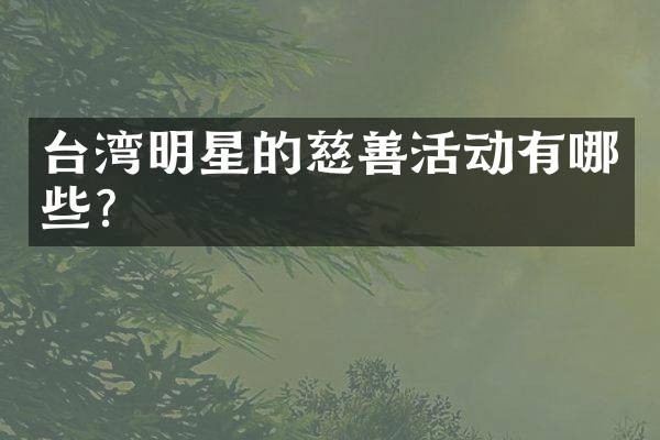 台湾明星的慈善活动有哪些？