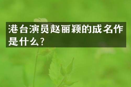 港台演员赵丽颖的成名作是什么？