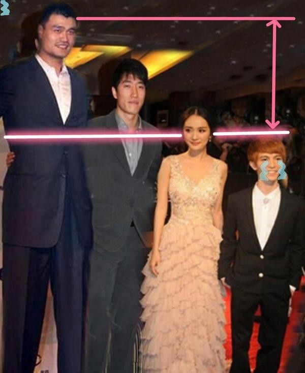 众星与姚明合照,曾志伟像幼儿,杨幂不借外物轻松解尴尬!