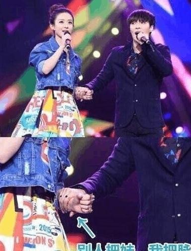 张艺兴和女星的合照,只是这手在哪放呢