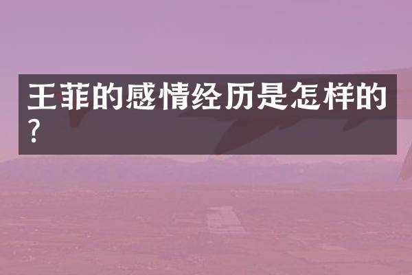 王菲的感情经历是怎样的?