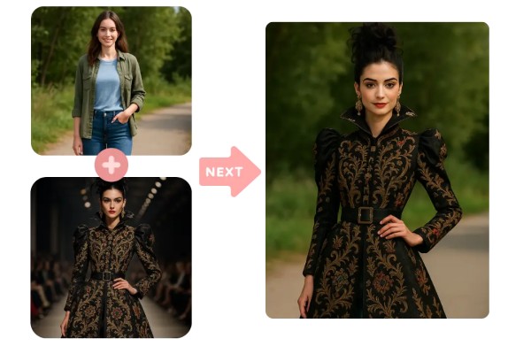 体验 AI 模特换脸穿搭