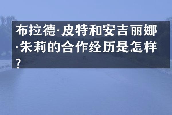 布拉德·皮特和安吉丽娜·朱莉的合作经历是怎样的？