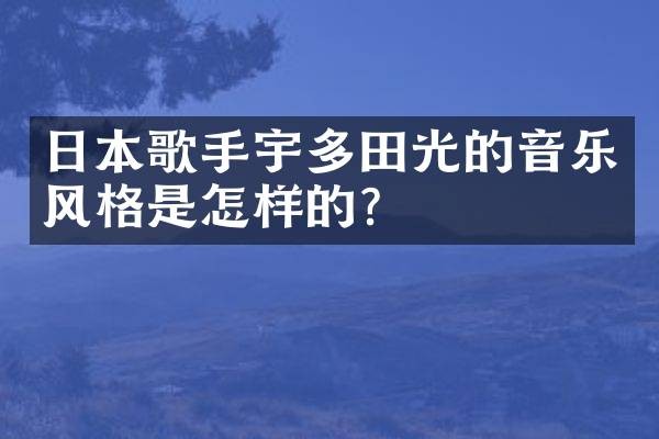 日本歌手宇多田光的音乐风格是怎样的？