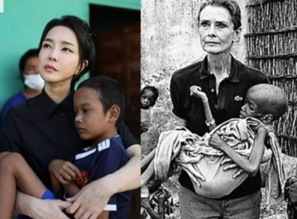 韩国第一夫人金建希模仿著名影星奥黛丽·赫本?