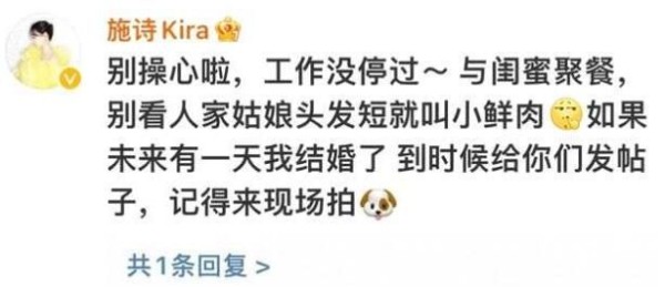 施诗个人资料简介 施诗辟谣恋情传闻:别看人家姑娘头发短就叫小鲜