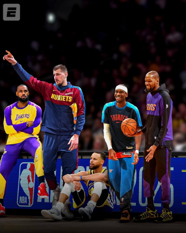 NBA官宣2025全明星西部首发：库里、亚历山大、杜兰特、詹姆斯、约基奇