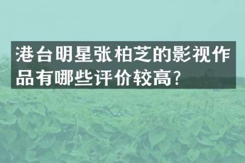 港台明星张柏芝的影视作品有哪些评价较高？