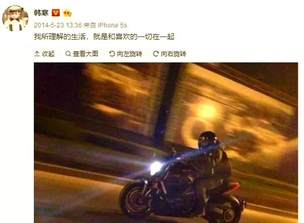 明星与摩托车:热情不减,摩托戏份再现荧屏