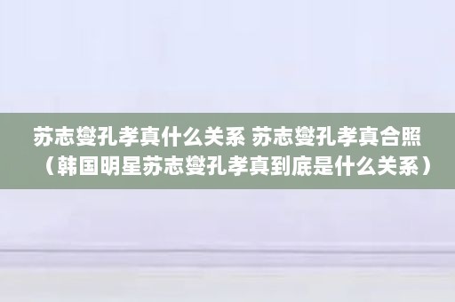 苏志燮孔孝真什么关系 苏志燮孔孝真合照(韩国明星苏志燮孔孝真到底是什么关系)