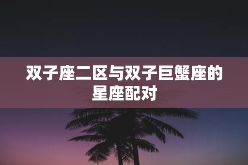 双子座二区与双子巨蟹座的星座配对