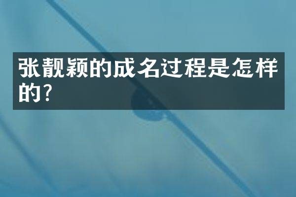 张靓颖的成名过程是怎样的?