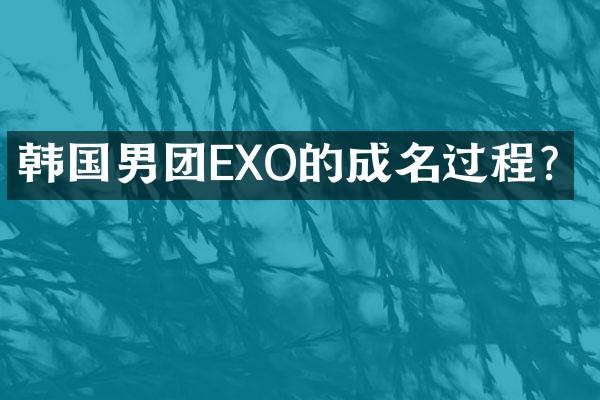 韩国男团EXO的成名过程?