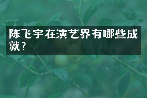 陈飞宇在演艺界有哪些成就？