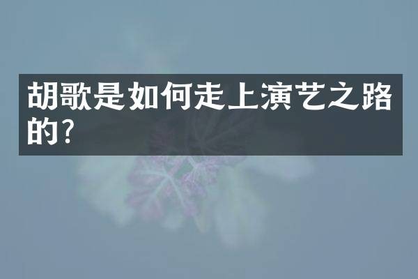 胡歌是如何走上演艺之路的？