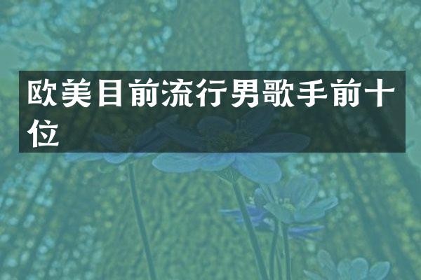 欧美目前流行男歌手前十位