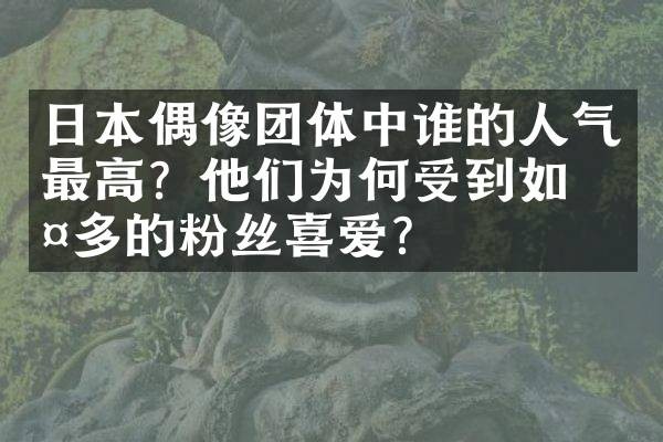日本偶像团体中谁的人气最高？他们为何受到如此多的粉丝喜爱？