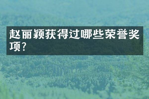 赵丽颖获得过哪些荣誉奖项？