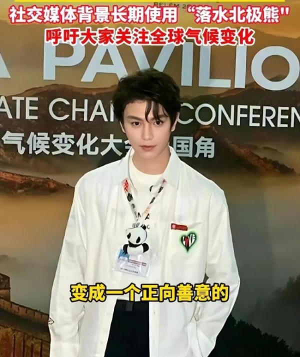 丁禹兮中英文宣传环保 低调亮相显专业态度