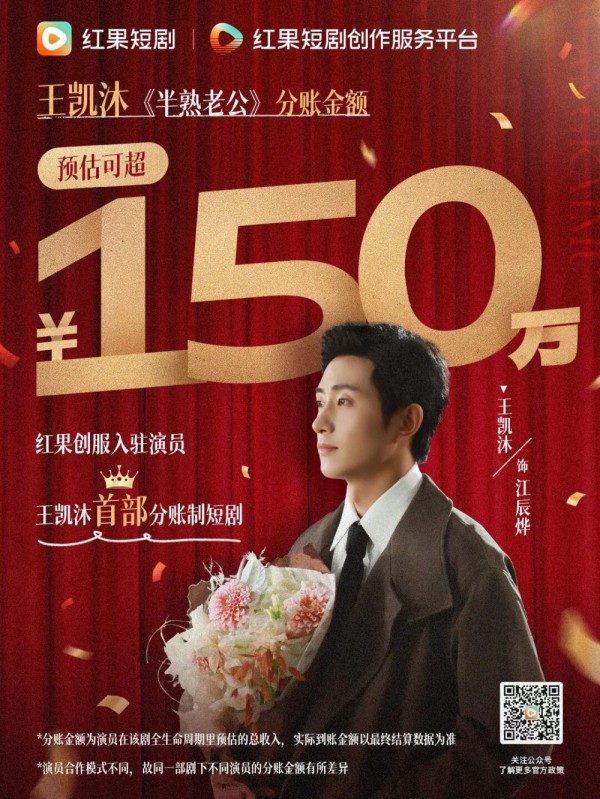 红果首批百万分账演员！王凯沐首部分账制短剧《半熟老公》封神