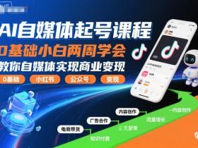 AI自媒体起号课程，0基础小白两周学会，教你自媒体实现商业变现