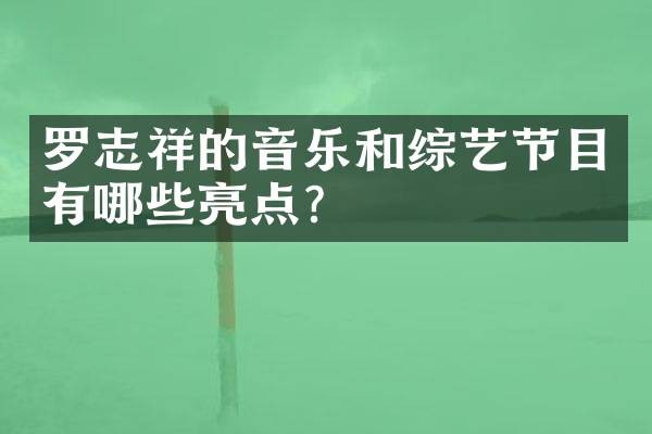 罗志祥的音乐和综艺节目有哪些亮点？