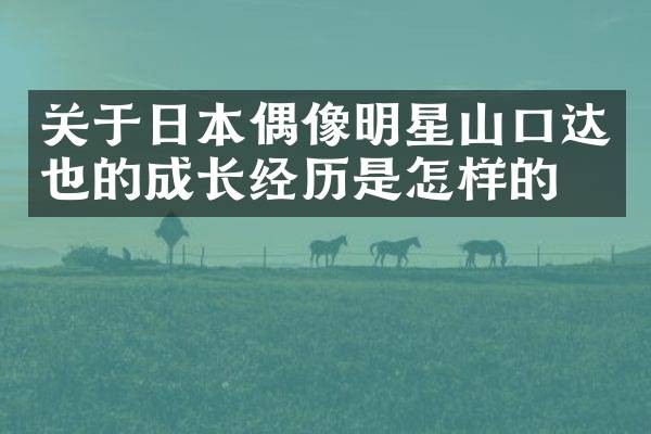 关于日本偶像明星山口达也的成长经历是怎样的？
