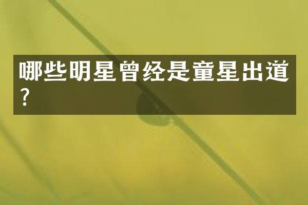 哪些明星曾经是童星出道？