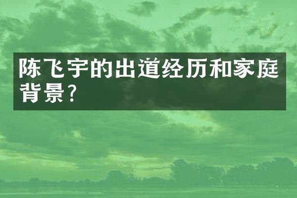 陈飞宇的出道经历和家庭背景？