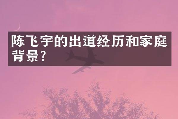 陈飞宇的出道经历和家庭背景？