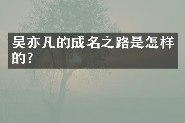 吴亦凡的成名之路是怎样的？