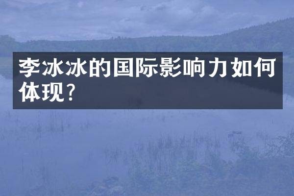 李冰冰的国际影响力如何体现？