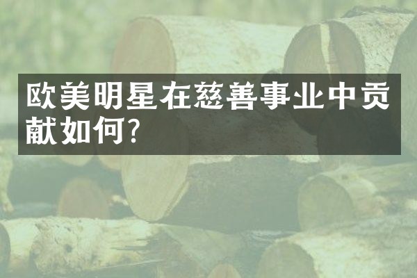 欧美明星在慈善事业中贡献如何?