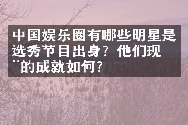 中国娱乐圈有哪些明星是选秀节目出身？他们现在的成就如何？