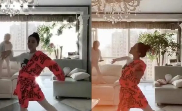 李小璐又来了，拿女儿当背景拍视频，自己在镜头前跳舞！